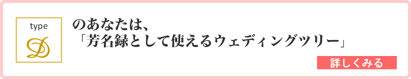 type D のあなたは、「芳名録として使えるウェディングツリー」 詳しくはこちら